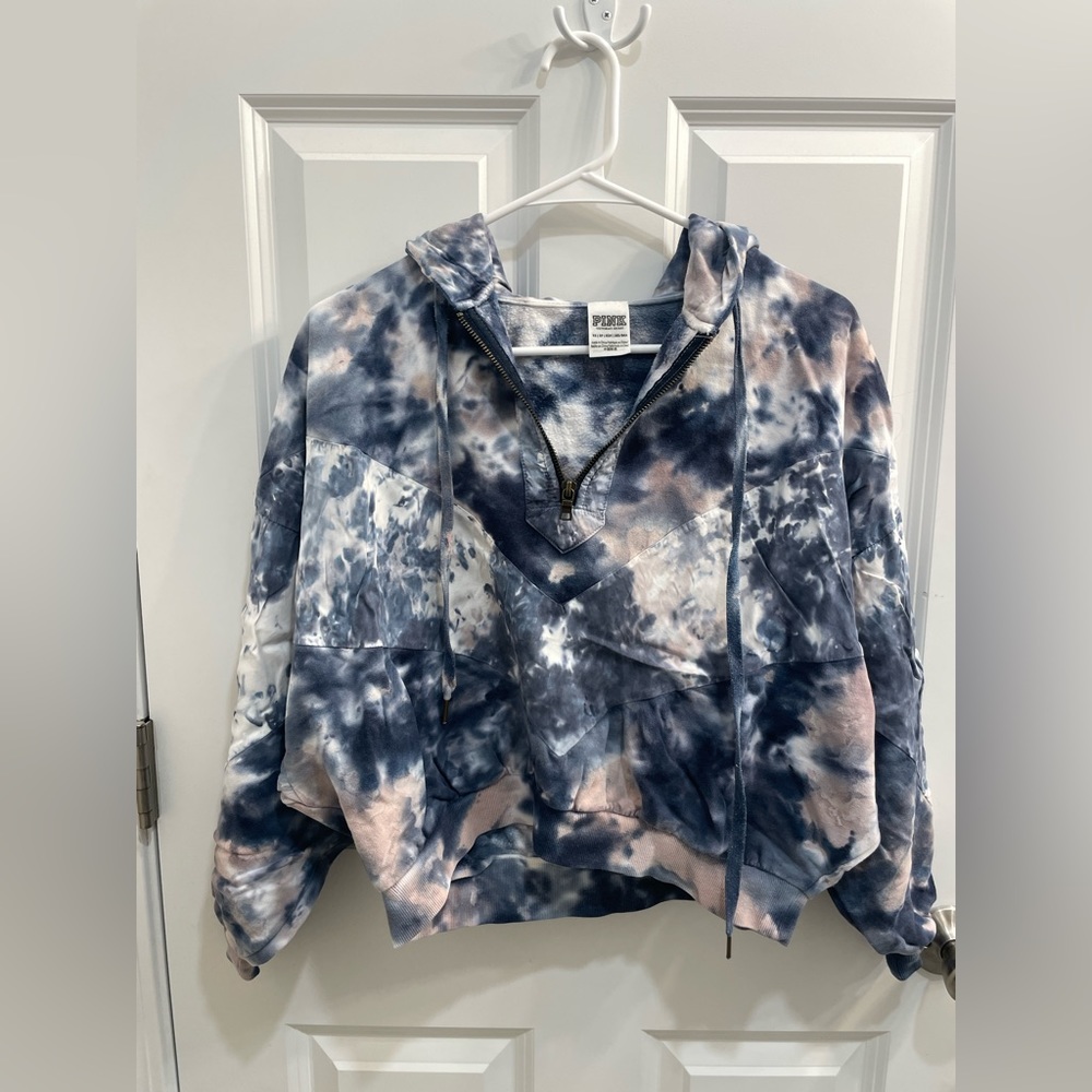 PINK tie dye zip up hoodie